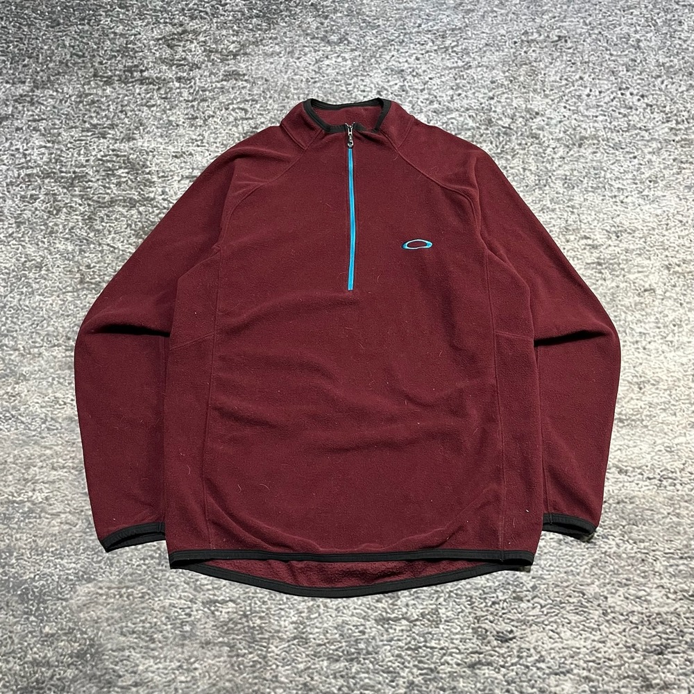 Oakley 1/4 Zip Fleece Sweatshirt Mens‎ XL Burgundy Gorp Core Utility Y2K